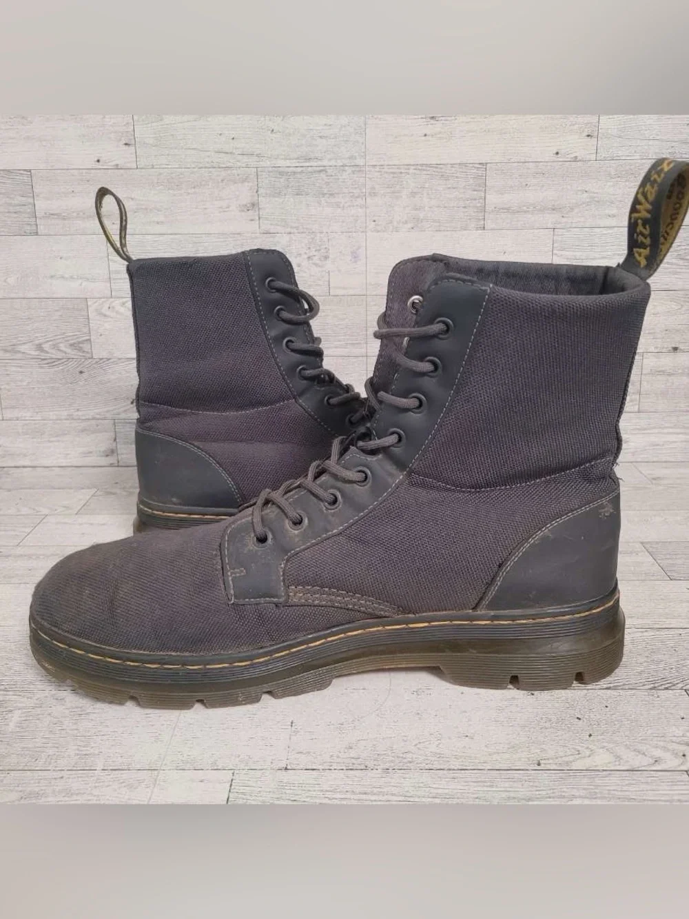 Men's Dr. Martens Combs Grey Canvas Tactical Combat Boots Size 13